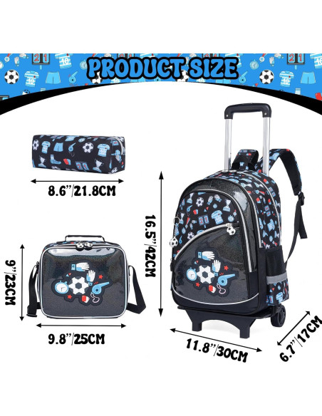 Mochila Rodante Meetbelify para Niños con Balón de Fútbol Mochila Rodante Meetbelify para Niños con Balón de Fútbol