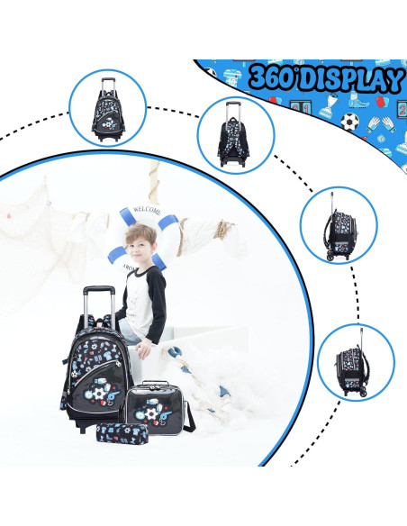 Mochila Rodante Meetbelify para Niños con Balón de Fútbol Mochila Rodante Meetbelify para Niños con Balón de Fútbol