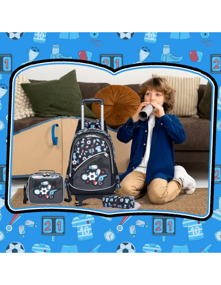 Mochila Rodante Meetbelify para Niños con Balón de Fútbol Mochila Rodante Meetbelify para Niños con Balón de Fútbol
