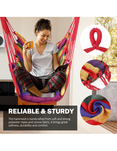 Silla Colgante Hammock KPX Arcoíris 130x110 cm 150 kg
