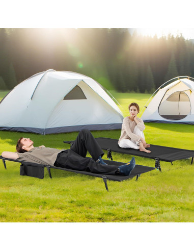 Cama de Camping Plegable Goplus 1.95 kg 330 lbs Negra
