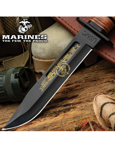 Cuchillo de Combate Tributo USMC United Cutlery 31 cm Negro Dorado