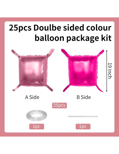 Globos de Foil Cuadrados Rosa Fucsia y Oro Rosa 48 cm - Kit Fiesta Globos de Foil Cuadrados Rosa Fucsia y Oro Rosa 48 cm - Kit Fiesta