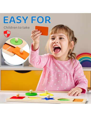 Rompecabezas de Madera Montessori QODOFLR para Niños 1-3 Años