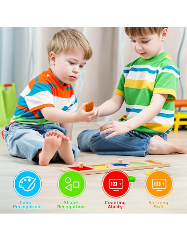 Rompecabezas de Madera Montessori QODOFLR para Niños 1-3 Años