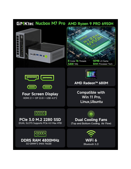 Mini PC Gaming GMKtec Nucbox M7 Pro Ryzen 9 32GB 2TB Mini PC Gaming GMKtec Nucbox M7 Pro Ryzen 9 32GB 2TB
