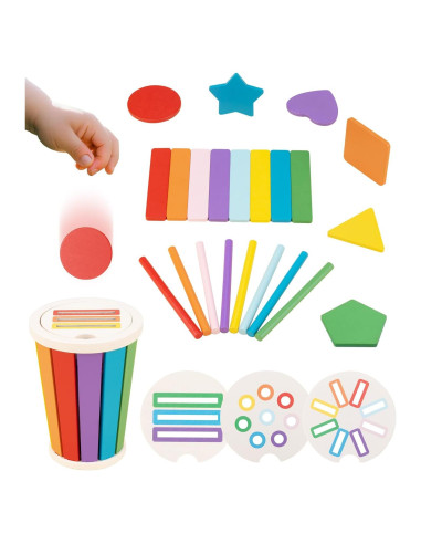 Juguete Montessori de Madera para Niños 1-3 Años - Clasificador de Formas y Apilamiento