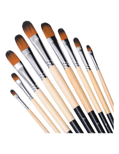 Juego de Pinceles Filbert HOJIBOFA 9 Piezas para Pintura