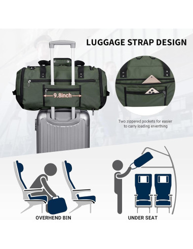 Bolsa de Viaje Duffel WITZMAN 3 en 1 para Hombres Verde