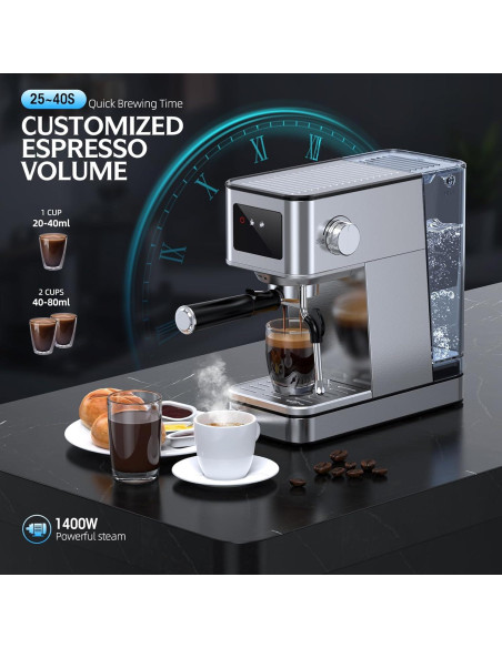 Máquina de Espresso QJA EM625 20 Bar Acero Inoxidable Máquina de Espresso QJA EM625 20 Bar Acero Inoxidable