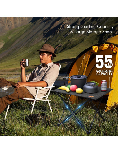 Mesa de Camping Plegable VILLEY VY133106 Negra 56 cm 1.25 kg