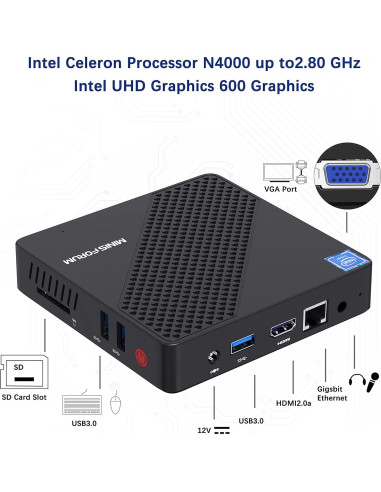 Mini PC KODLIX N40 Celeron 2.8GHz 4GB/64GB UHD 4K