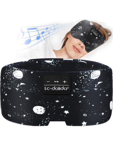 Máscara de Sueño Bluetooth LC-dolida Seda Extra Grande 100% Bloqueo Luz