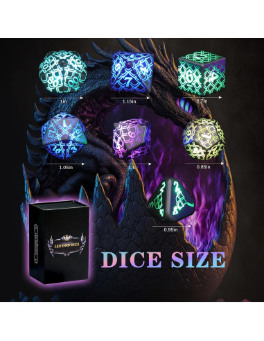 Dados LED ZHOORQI Recargables Dragón RGB para D&D