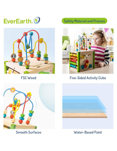 Cubo de Actividad de Madera EverEarth 5 en 1 para Niños 1+