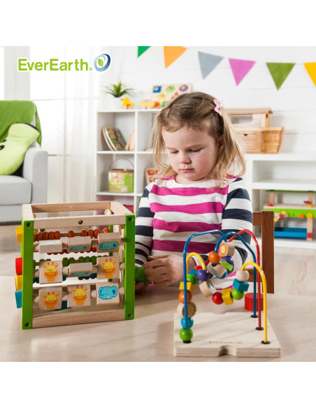 Cubo de Actividad de Madera EverEarth 5 en 1 para Niños 1+ Cubo de Actividad de Madera EverEarth 5 en 1 para Niños 1+