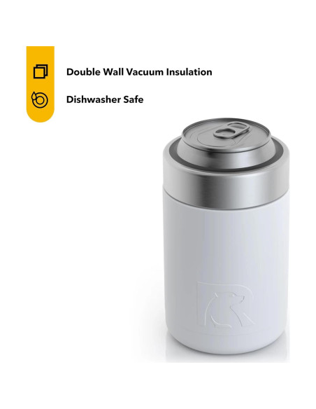 Enfriador de Latas RTIC 12oz Acero Inoxidable Blanco Doble Pared Enfriador de Latas RTIC 12oz Acero Inoxidable Blanco Doble Pared