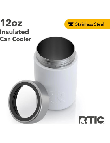 Enfriador de Latas RTIC 12oz Acero Inoxidable Blanco Doble Pared