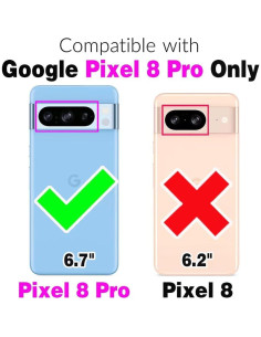 Funda de Cartera Asuwish para Google Pixel 8 Pro Azul con Protector 2