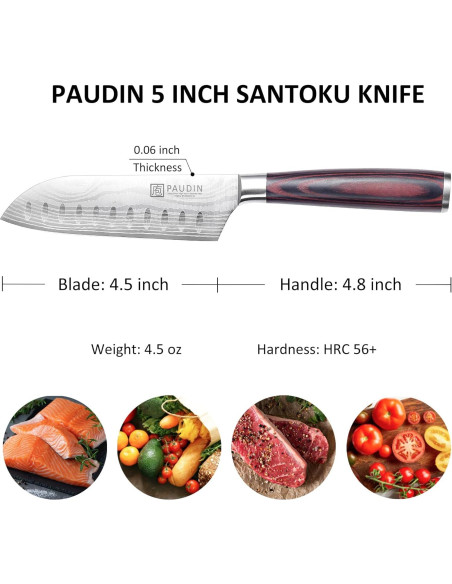 Cuchillo Santoku PAUDIN 12.7 cm Acero Inoxidable Pakkawood Cuchillo Santoku PAUDIN 12.7 cm Acero Inoxidable Pakkawood