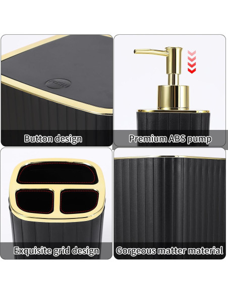 Juego de baño XLHOMO 25 piezas con cortina y alfombrillas negras Juego de baño XLHOMO 25 piezas con cortina y alfombrillas negras
