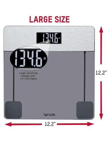 Báscula Digital de Baño Taylor 200 kg Vidrio Tinte Acero Inoxidable