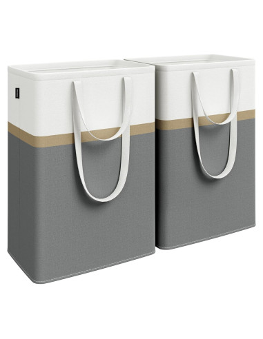 SONGMICS Set de 2 Cestas de Ropa Plegables 75L Gris Pizarra