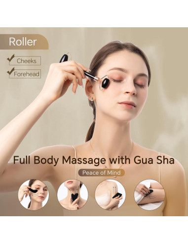 Juego de Gua Sha de Jade y Obsidiana Natural - 4 Piezas