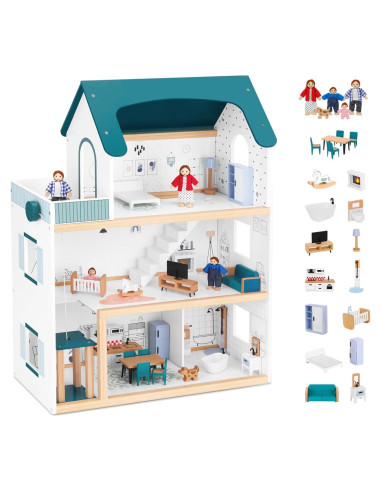Casa de Muñecas TOOKYTOY con Ascensor y 21 Muebles
