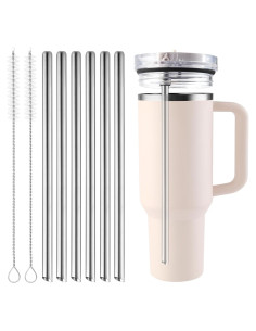 6 Pajitas de Acero Inoxidable ZIZAISM para Tumbler Stanley 40oz