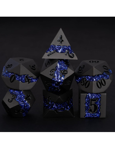 Dados Poliedricos Metálicos DND 7pcs Brillo Púrpura