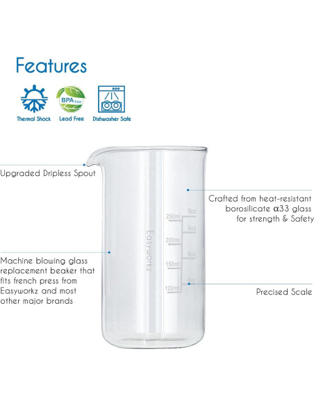 Vaso de Reemplazo Easyworkz para Cafetera Francesa 350ml Vaso de Reemplazo Easyworkz para Cafetera Francesa 350ml