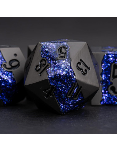 Dados Poliedricos Metálicos DND 7pcs Brillo Púrpura