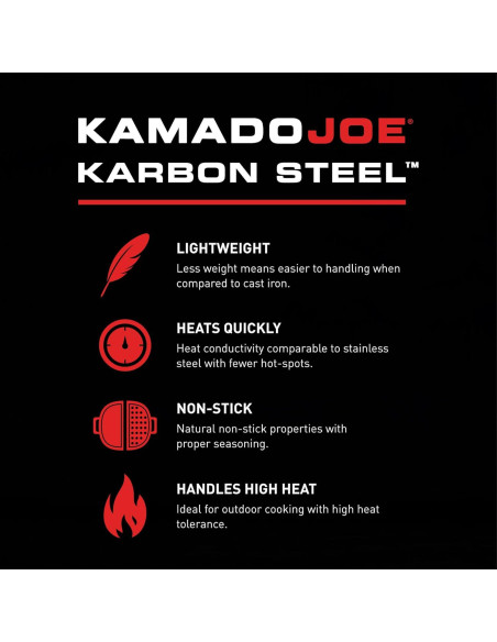 Wok de Acero Carbono Kamado Joe 7L Antiadherente con Mango Inoxidable Wok de Acero Carbono Kamado Joe 7L Antiadherente con Mango Inoxidable