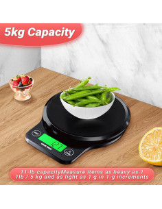 Báscula de Cocina Digital Grams 5kg IPX6 Pantalla LCD 2