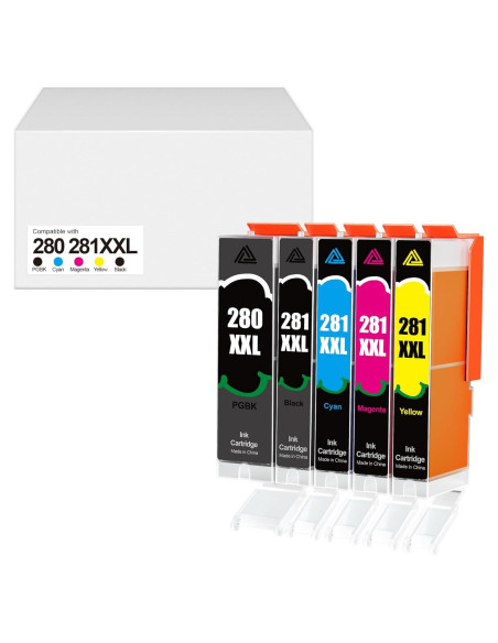 Cartuchos de Tinta Compatible Canon 280 281 PGI-280XXL CLI-281XXL (5 Paquetes) Cartuchos de Tinta Compatible Canon 280 281 PGI-280XXL CLI-281XXL (5 Paquetes)