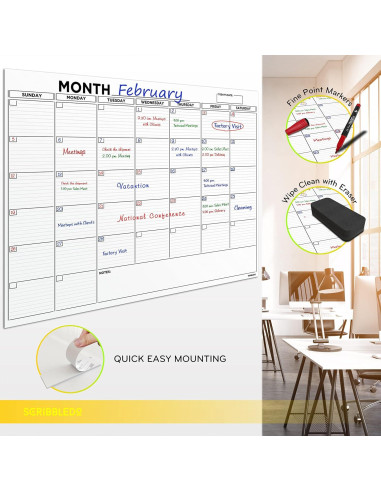 Calendario de Pared Grande 121.9x91.4cm Scribbledo 2024