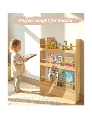 Estantería Infantil Maxpeuvon 80x10x89 cm Madera Natural 3 Niveles