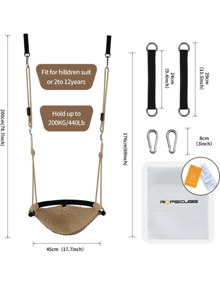 Columpio de Tejido a Mano ROPECUBE para Niños - Ajustable, Interior y Exterior Columpio de Tejido a Mano ROPECUBE para Niños - Ajustable, Interior y Exterior