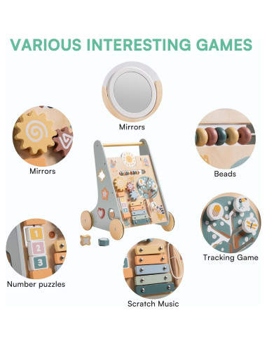Andador de Madera Robotime para Bebés - Juguete de Empuje 6 en 1