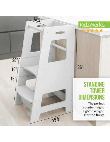 Taburete Montessori KidzWerks Ajustable de Madera Gris 68 kg Taburete Montessori KidzWerks Ajustable de Madera Gris 68 kg