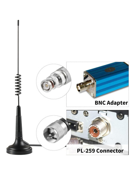 Antena CB de Base Magnética Eifagur 27MHz 33cm con Adaptador Antena CB de Base Magnética Eifagur 27MHz 33cm con Adaptador
