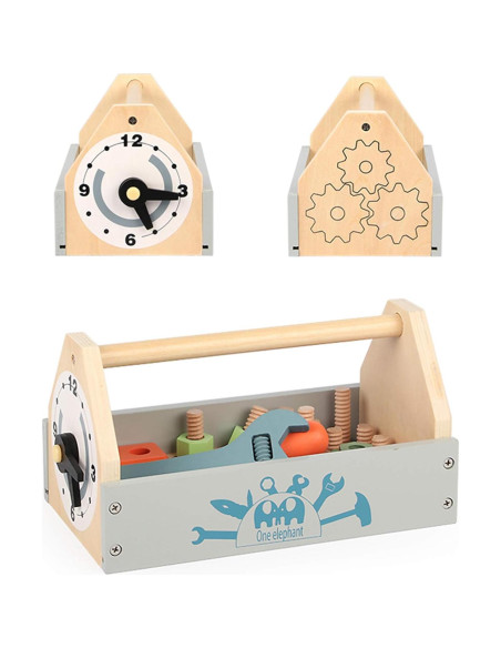Caja de herramientas de madera Toywoo para niños 34 piezas Caja de herramientas de madera Toywoo para niños 34 piezas
