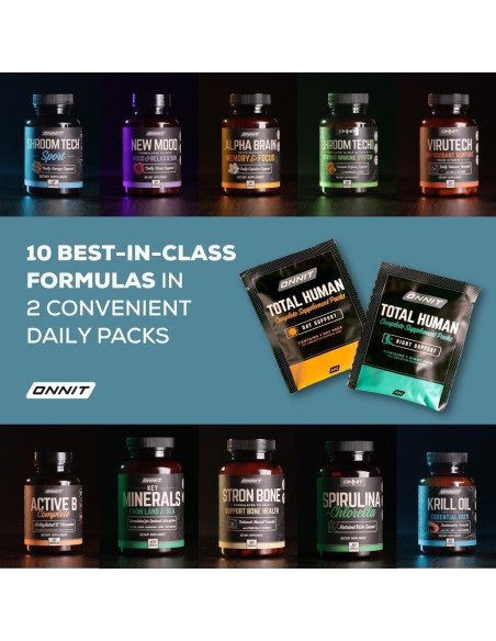 Onnit Total Human Multivitamínico 30 Paquetes Día y Noche Onnit Total Human Multivitamínico 30 Paquetes Día y Noche