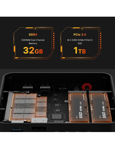 Mini PC Gaming BOSGAME P4 Ryzen 7 5700U 32GB 1TB SSD
