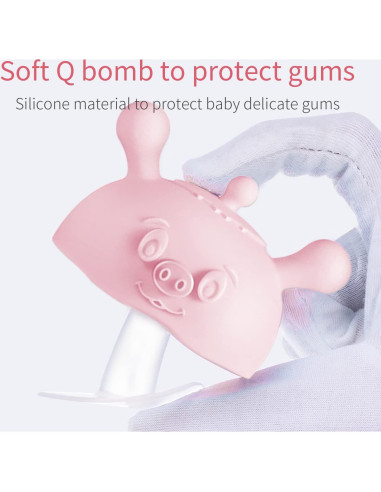 Chupete de Dentición para Bebés Cerdo Rosa - Silicona Segura