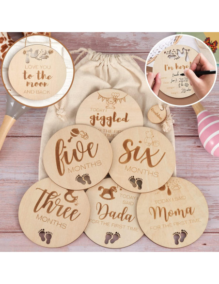 Tarjetas de Hitos Mensuales de Madera Revealations - 24 Diseños Tarjetas de Hitos Mensuales de Madera Revealations - 24 Diseños