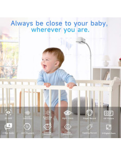 Monitor de Bebé Rraycom 2K con Soporte de Piso y AI 2