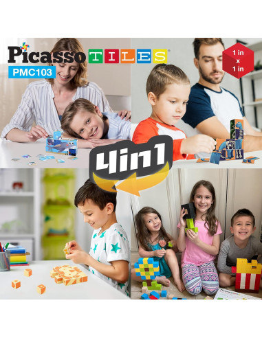 Cubos de Rompecabezas Magnéticos PicassoTiles 103 Piezas