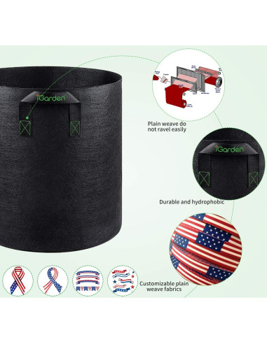 Bolsas de Cultivo iGarden 10 Galones 6 Paquete con Asas